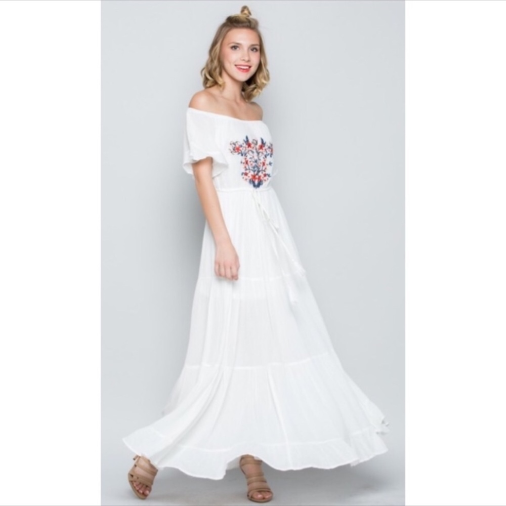 Embroidered Off Shoulder Maxi - Picture 3 of 6